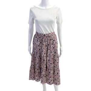 Xirena Womens Cotton Floral Print Elastic Waist Maxi Skirt Multicolor Size XS